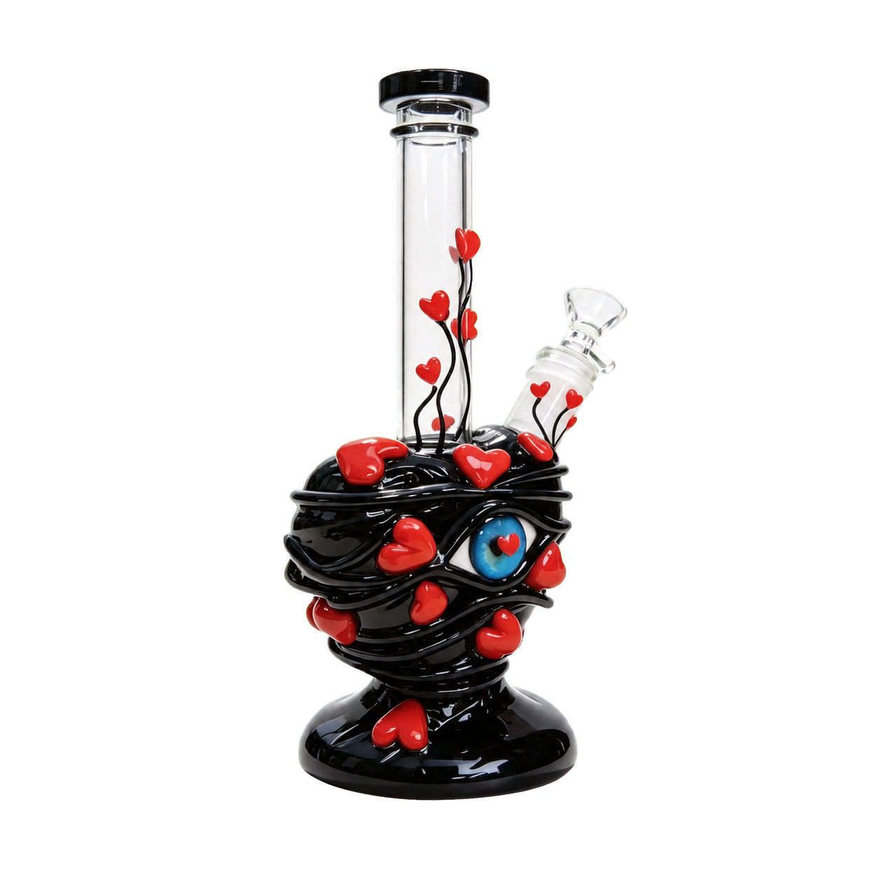 GGG-083 heart motif glass water pipe